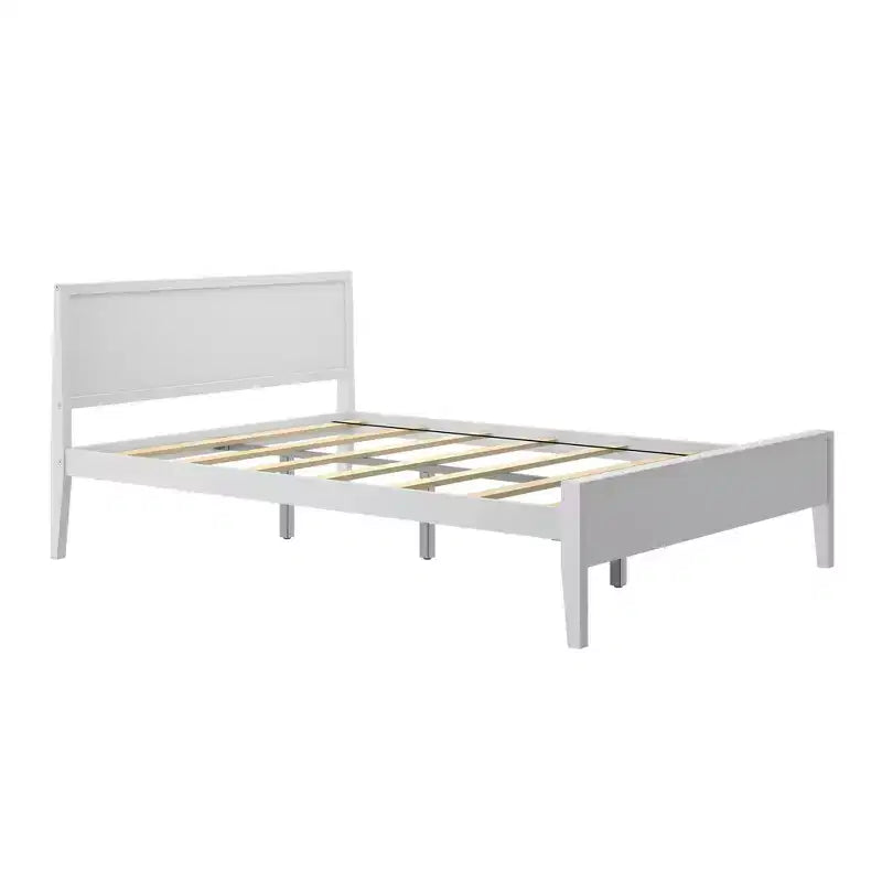 Struttura letto per materasso di circa 152 × 203 cm, letto a piattaforma classico in legno massello con testiera a pannelli per bambini