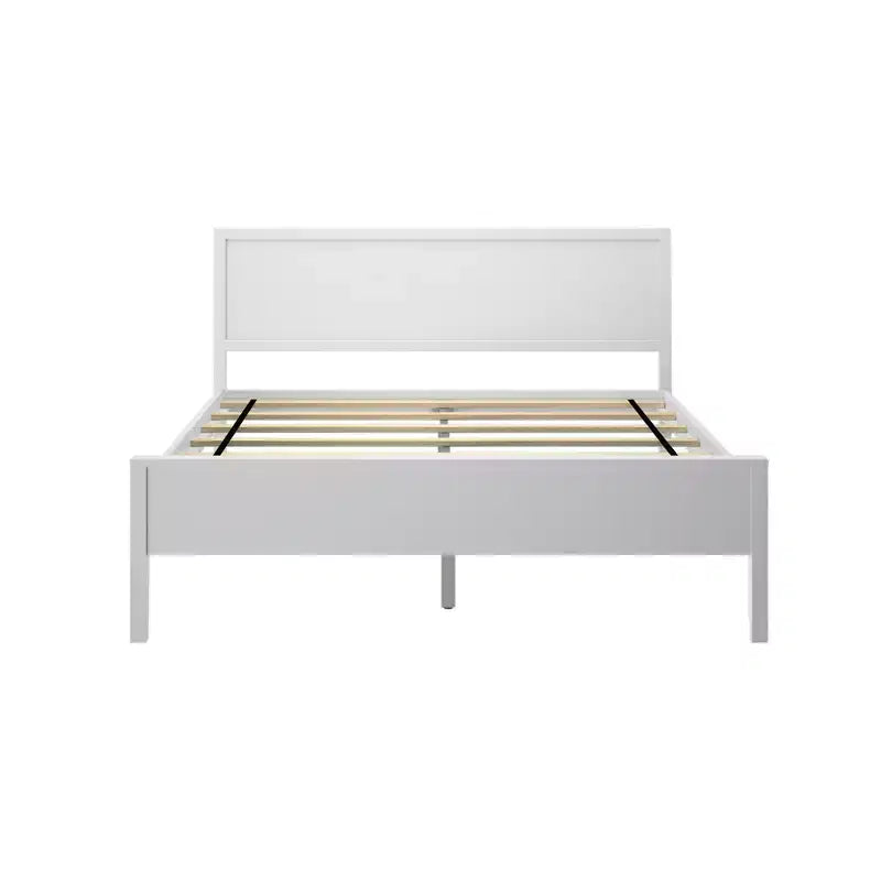 Struttura letto per materasso di circa 152 × 203 cm, letto a piattaforma classico in legno massello con testiera a pannelli per bambini