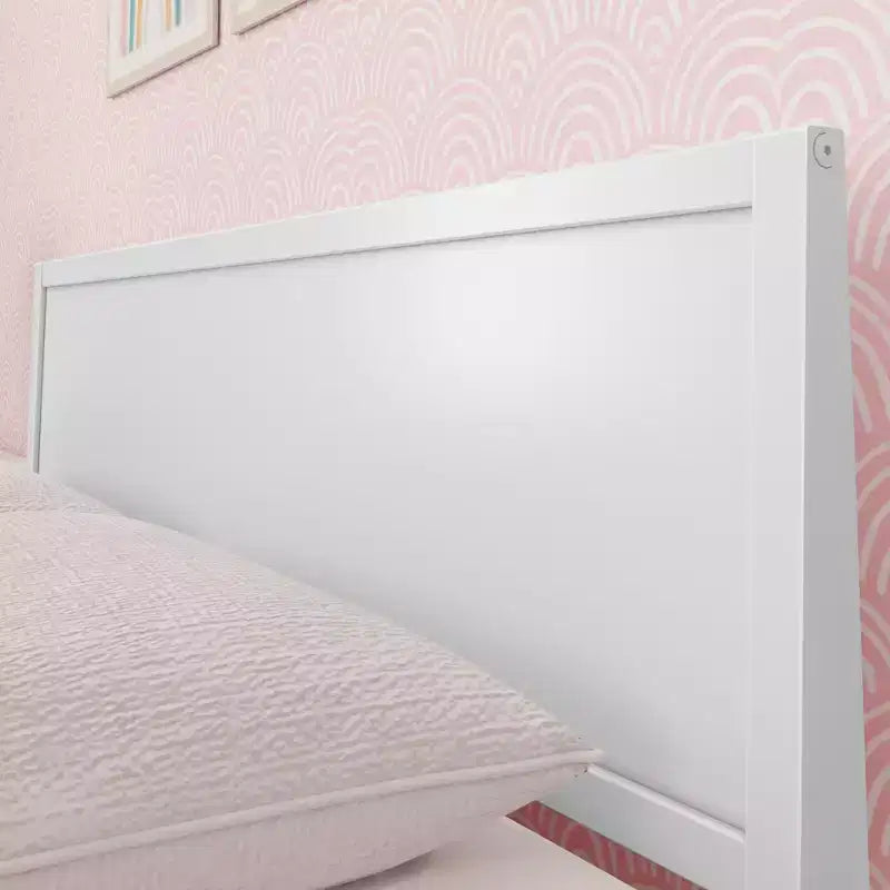 Struttura letto per materasso di circa 152 × 203 cm, letto a piattaforma classico in legno massello con testiera a pannelli per bambini