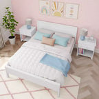Struttura letto per materasso di circa 152 × 203 cm, letto a piattaforma classico in legno massello con testiera a pannelli per bambini