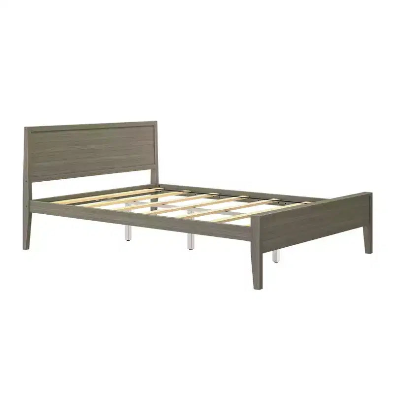 Struttura letto per materasso di circa 152 × 203 cm, letto a piattaforma classico in legno massello con testiera a pannelli per bambini