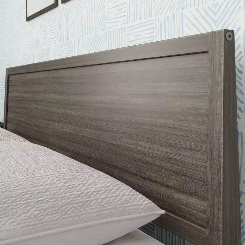 Struttura letto per materasso di circa 152 × 203 cm, letto a piattaforma classico in legno massello con testiera a pannelli per bambini