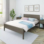Struttura letto per materasso di circa 152 × 203 cm, letto a piattaforma classico in legno massello con testiera a pannelli per bambini