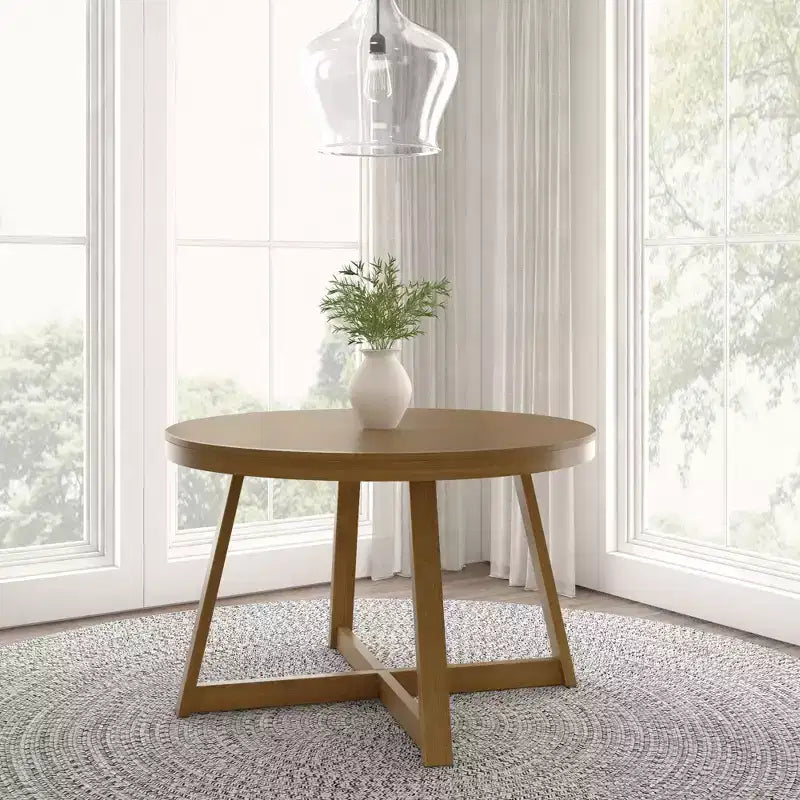 Round Dining Table, 47 Solid Wood Kitchen Table, Farmhouse Table for 4