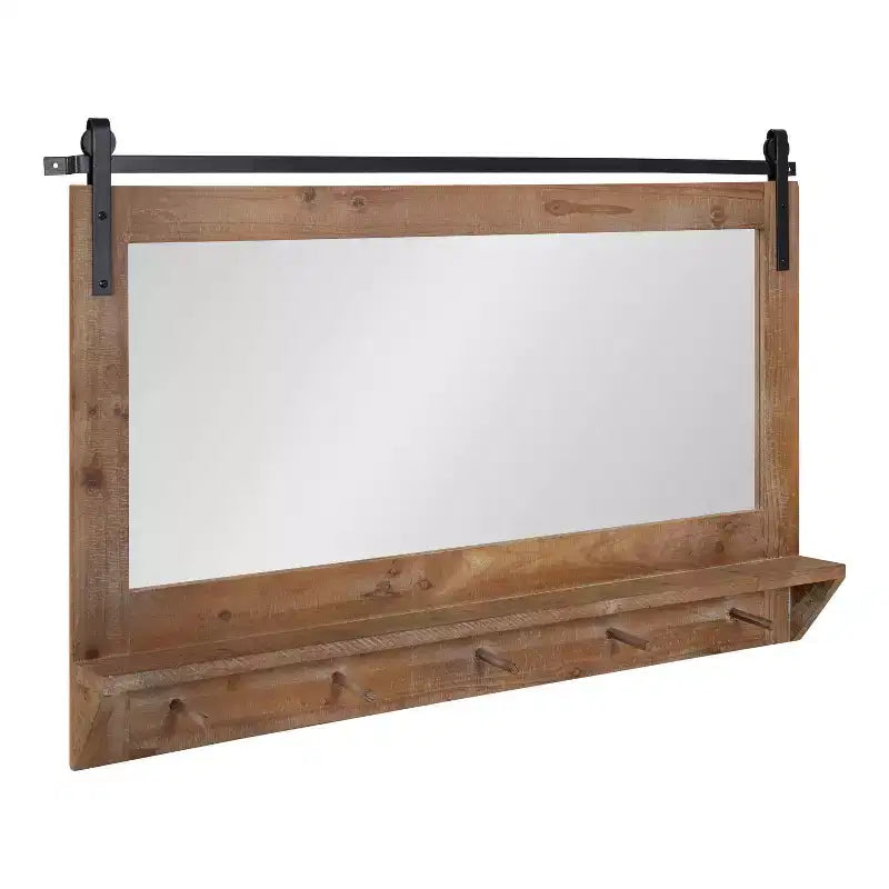 42 x 27 Cates Framed Wall Mirror with Shelf and Hooks