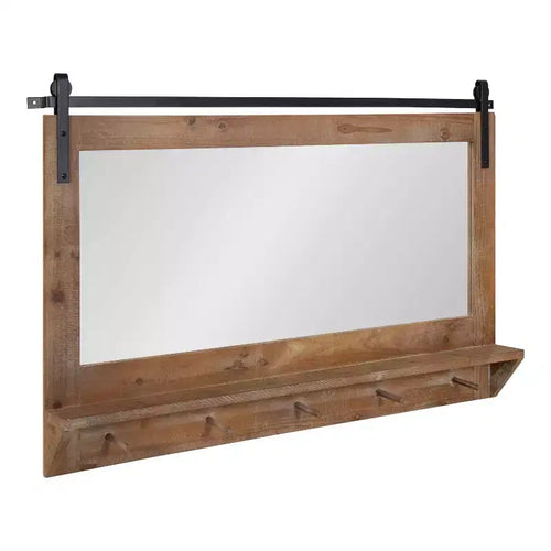 42 x 27 Cates Framed Wall Mirror with Shelf and Hooks
