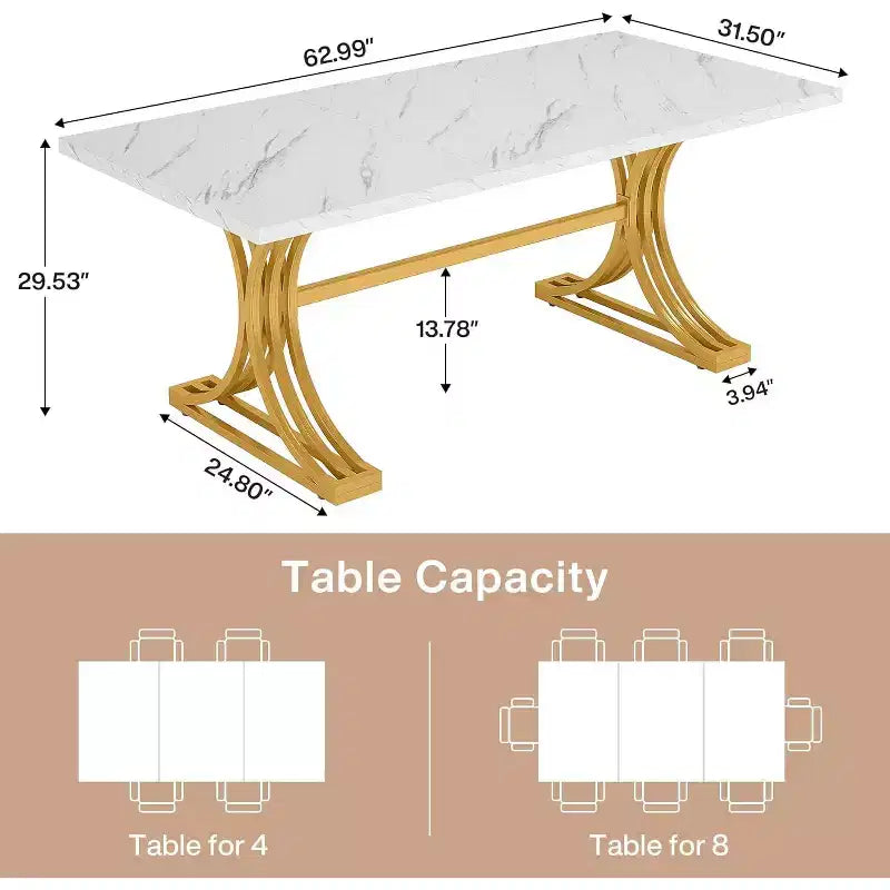 Tavolo da pranzo rettangolare da 160 cm per 4-6 persone, tavolo moderno per sala da pranzo, cucina, soggiorno
