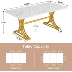 Tavolo da pranzo rettangolare da 160 cm per 4-6 persone, tavolo moderno per sala da pranzo, cucina, soggiorno