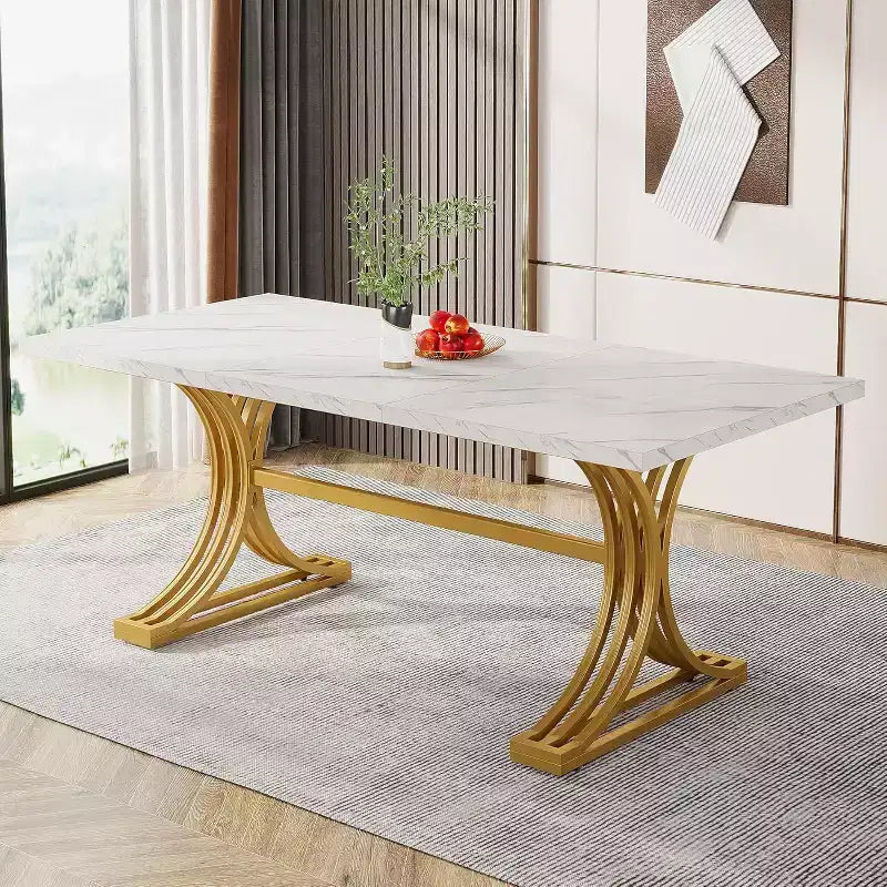 Tavolo da pranzo rettangolare da 160 cm per 4-6 persone, tavolo moderno per sala da pranzo, cucina, soggiorno