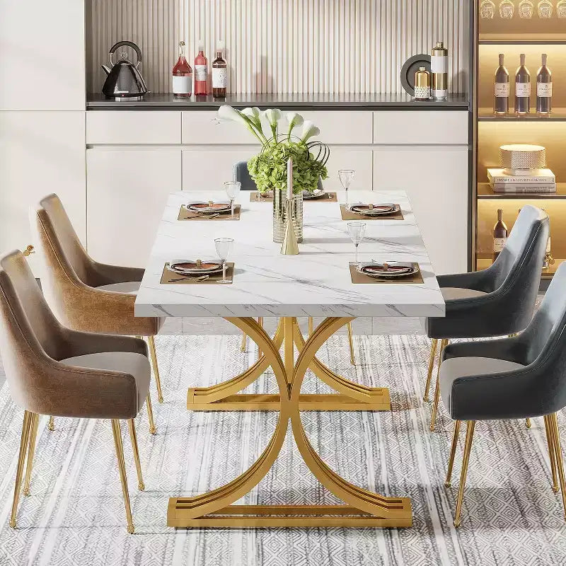 Tavolo da pranzo rettangolare da 160 cm per 4-6 persone, tavolo moderno per sala da pranzo, cucina, soggiorno