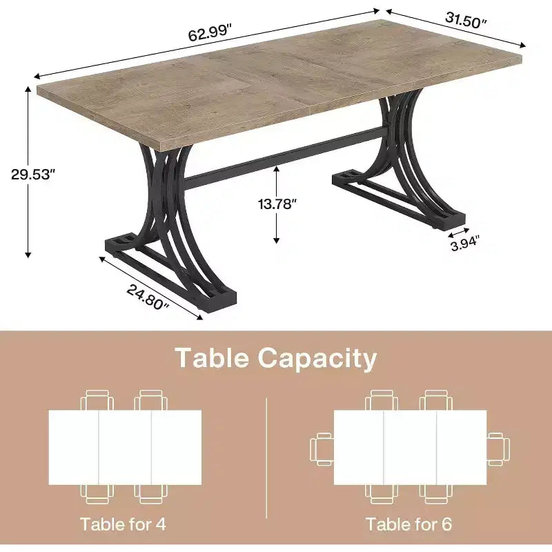 Tavolo da pranzo rettangolare da 160 cm per 4-6 persone, tavolo moderno per sala da pranzo, cucina, soggiorno