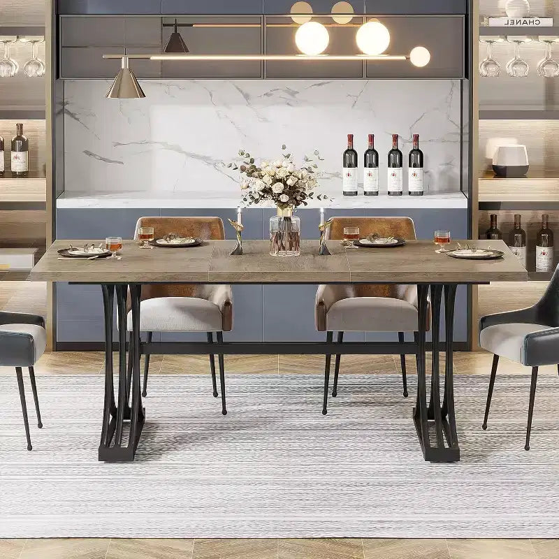 Tavolo da pranzo rettangolare da 160 cm per 4-6 persone, tavolo moderno per sala da pranzo, cucina, soggiorno