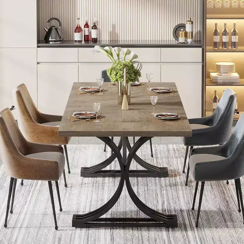 Tavolo da pranzo rettangolare da 160 cm per 4-6 persone, tavolo moderno per sala da pranzo, cucina, soggiorno