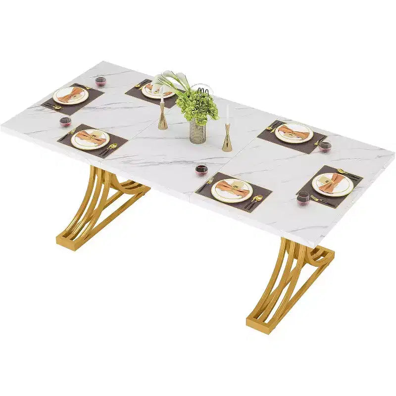 63-inch Rectangular Dining Table for 4 to 6, Modern Dinner Table for Dining Room, Kitchen, Living Room