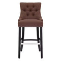 29 Linen Fabric Tufted Buttons Upholstered Wingback Bar Stool, Brown