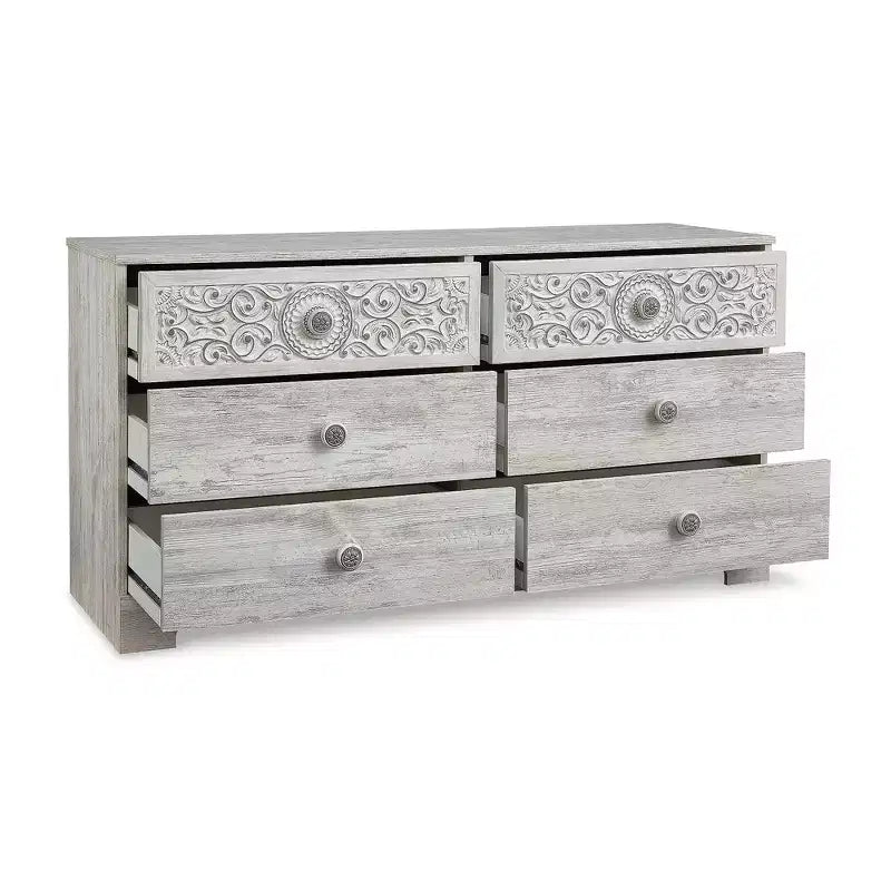 Cassettiera Casual Paxberry a 6 cassetti, finitura Whitewash
