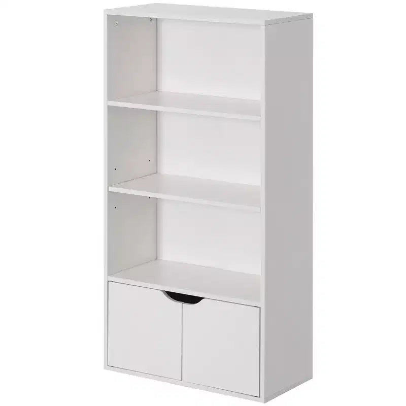 47 3 Tier Open Book Shelf & Bookcases with 2 Doors Storage Cabinet and 1 Adjustable Shelf - Ideal for Home Office, Living Room, Classroom