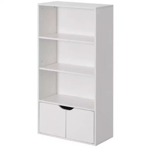 47 3 Tier Open Book Shelf & Bookcases with 2 Doors Storage Cabinet and 1 Adjustable Shelf - Ideal for Home Office, Living Room, Classroom
