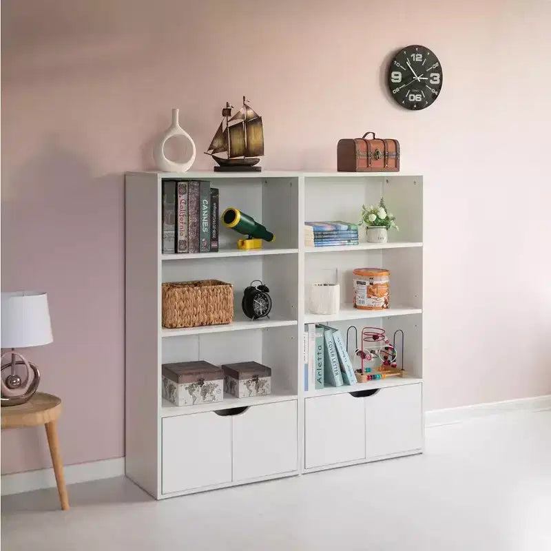 Scaffale aperto a 3 ripiani da 47" e librerie con armadietto a 2 ante e 1 ripiano regolabile - Ideale per ufficio, soggiorno, aula