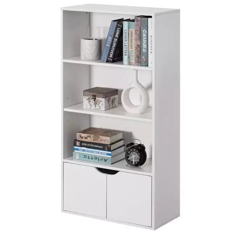 Scaffale aperto a 3 ripiani da 47" e librerie con armadietto a 2 ante e 1 ripiano regolabile - Ideale per ufficio, soggiorno, aula