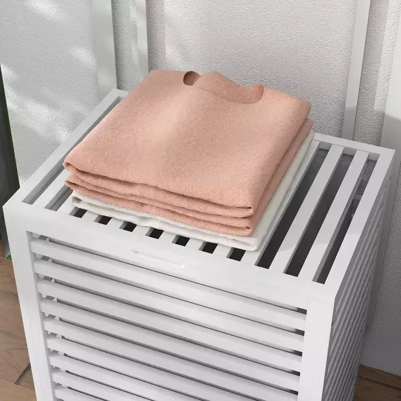 Cesto Portabiancheria in Bambù con Coperchio e Borsa Rimovibile, Contenitore per Vestiti Sporchi