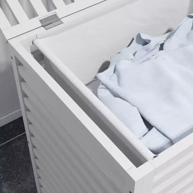 Cesto Portabiancheria in Bambù con Coperchio e Borsa Rimovibile, Contenitore per Vestiti Sporchi