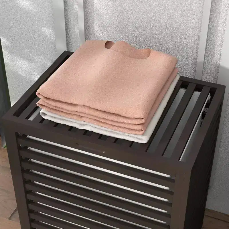 Cesto Portabiancheria in Bambù con Coperchio e Borsa Rimovibile, Contenitore per Vestiti Sporchi