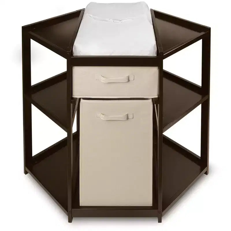 Diaper Corner Baby Changing Table with Hamper and Basket