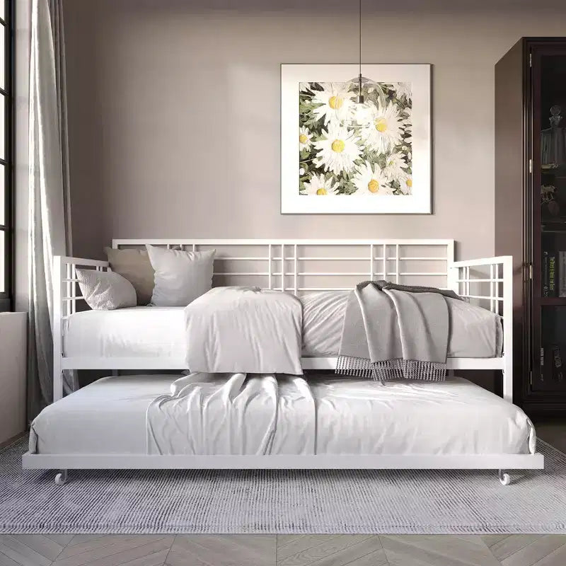 Lettino in metallo con letto estraibile