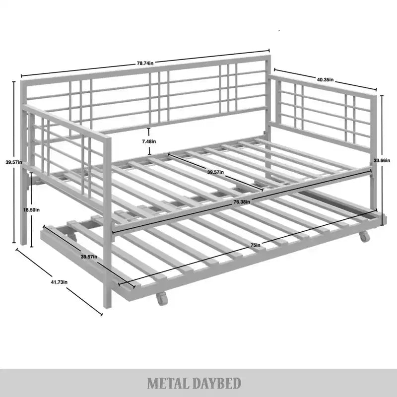 Lettino in metallo con letto estraibile
