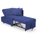 Divano letto con schienale regolabile in cinque posizioni, letto estraibile, tessuto del divano simile al lino.