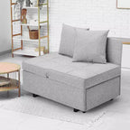 Poltrona Letto Trasformabile 3-in-1, Divano Letto Estraibile con Schienale Regolabile in 5 Posizioni e Tessuto in Finto Lino