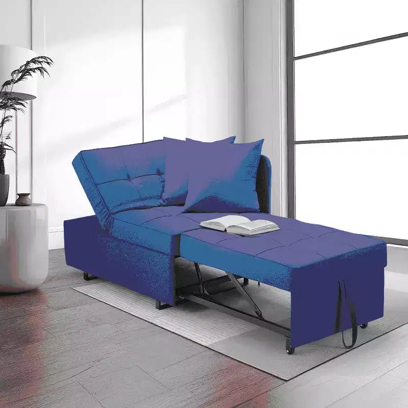 Poltrona Letto Trasformabile 3-in-1, Divano Letto Estraibile con Schienale Regolabile in 5 Posizioni e Tessuto in Finto Lino