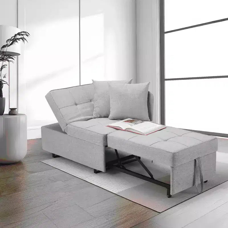 Poltrona Letto Trasformabile 3-in-1, Divano Letto Estraibile con Schienale Regolabile in 5 Posizioni e Tessuto in Finto Lino