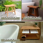 Panca curva per doccia e vasca da bagno da 30 pollici, in legno naturale, con ripiano, colore beige
