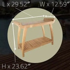 Panca curva per doccia e vasca da bagno da 30 pollici, in legno naturale, con ripiano, colore beige