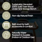 Panca curva per doccia e vasca da bagno da 30 pollici, in legno naturale, con ripiano, colore beige