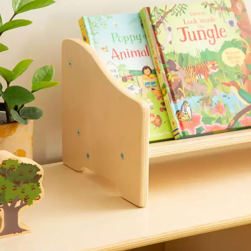 Espositore da tavolo per libri - Naturale: Espositore e portaoggetti per libri per aula e sala giochi per bambini